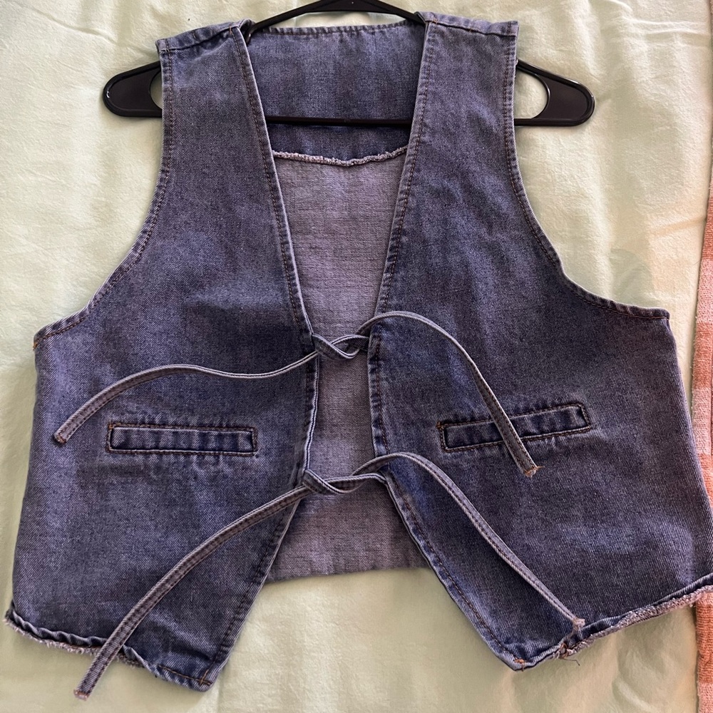 Denim Tie-Front Vest